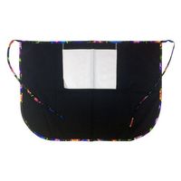 Fartuch kuchenny klasyczny z kieszonką do nadruku - czarny z kolorową lamówką - czarne słowiańskie kwiaty