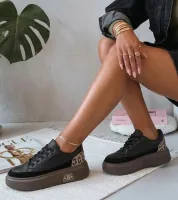 Czarne Skórzane Sneakersy Na Platformie Cambell 41