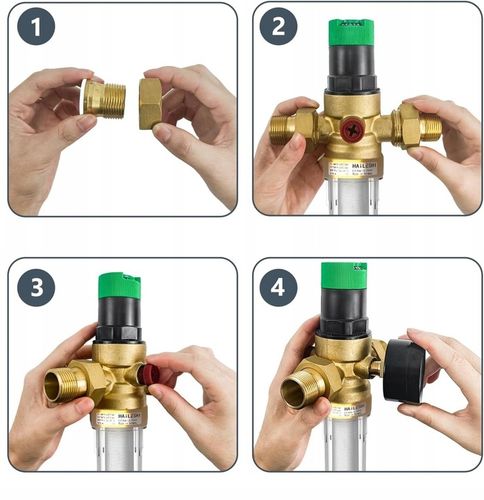 REDUKTOR CIŚNIENIA WODY 1 CALA 3/4 MANOMETR+FILTR DŁUGI Z ZAWOREM 3Ccc na Arena.pl