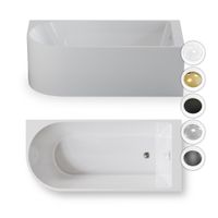 Wanna wolnostojąca przyścienna NAROŻNA PORTO PRAWA 170 x 80 x 58 cm biała system przelewowy boczny.