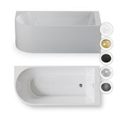 Wanna wolnostojąca przyścienna NAROŻNA PULA PRAWA 160 x 75 cm biała system przelewowy