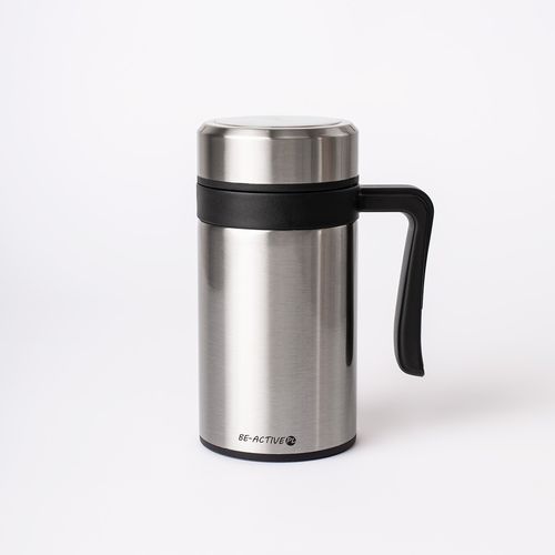 Kubek Termiczny Termos Srebrny Podwójne Ścianki Duży 450Ml Na Kawę Herbatę na Arena.pl