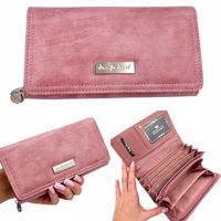 PORTFEL DAMSKI DUŻY SKÓRZANY PREZENT RÓŻOWY JENNIFER JONES MEDIUM SKÓRA EKO