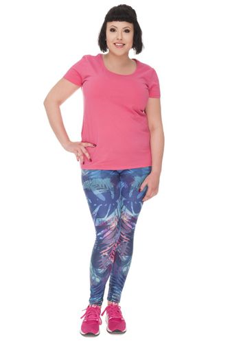 LEGGINSY PLUS SIZE TROPICAL LEAVES BLUE na Arena.pl