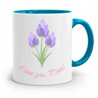 Kubek Błękitny Dla Mamy I Love You Mom Prezent Z Nadrukiem Ze Zdjęciem