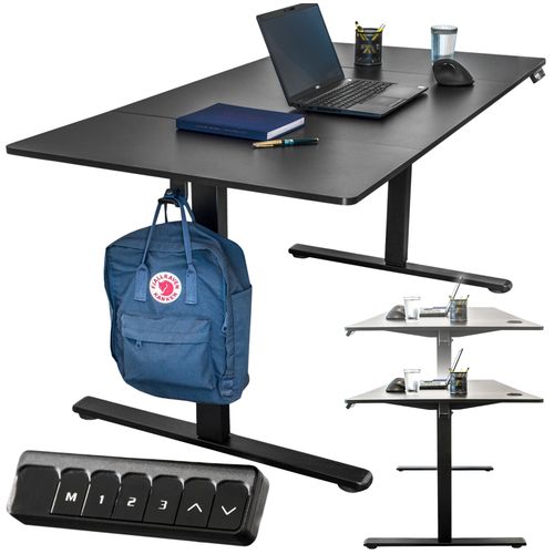 Biurko elektryczne automatyczne regulowane na stojąco 160x80 czarne na Arena.pl