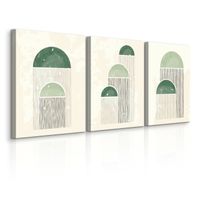 OBRAZY DO SALONU SET ABSTRAKCYJNE KSZTAŁTY STYL BOHO MINIMALIZM 90cm x 40cm