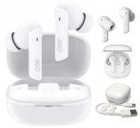 BIAŁE SŁUCHAWKI BEZPRZEWODOWE DOKANAŁOWE QCY Wodoodporne Bluetooth