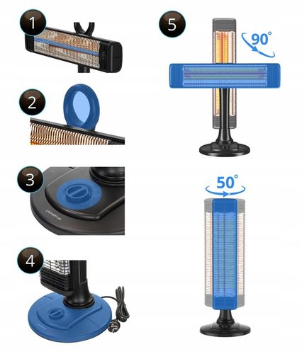 Promiennik Podczerwieni Tarasowy FIX 1000W Oscylacja Pionowy i Poziomy na Arena.pl