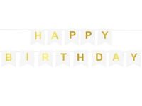 Baner urodzinowy Happy Birthday biały XL