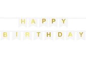 Baner urodzinowy Happy Birthday biały XL