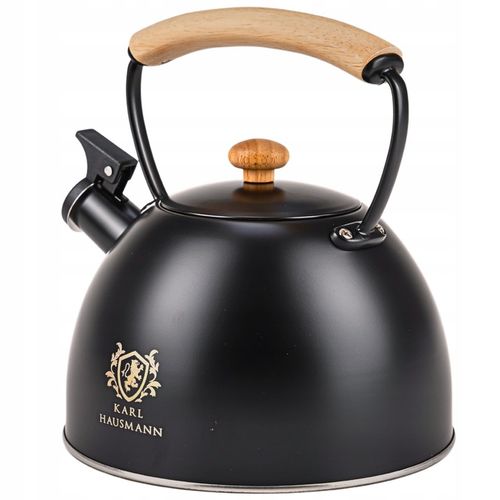 CZAJNIK STALOWY na GAZ 2,5L CZARNY z GWIZDKIEM +DREWNIANA RĄCZKA na Arena.pl