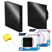 2x Włącznik schodowy RF czarny lub biały z pilotem bezprzewodowym Kolor - Czarny