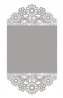 B17 Bieżnik obrus ażurowy KWIATY I MOTYLE DEKOR 43x120 jasnoszary CYRKONIE