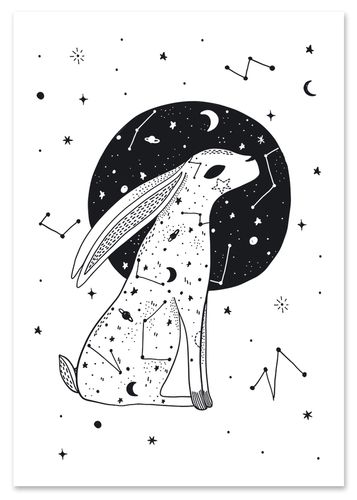 Plakat gwiezdny zając luna 21x29,7 cm A4 na Arena.pl