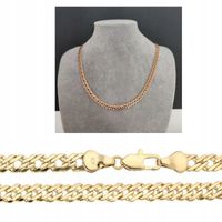 Łańcuszek złoty ze stali chirurgicznej szeroki nowoczesny ROMBY 60 cm 5 mm