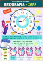 Dwustronna Plansza Edukacyjna A4. Geografia. Zegar