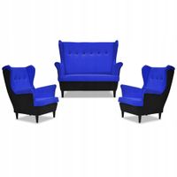Zestaw wypoczynkowy ARI DUO sofa fotele  czarno - niebieski