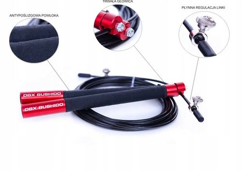 SKAKANKA CZERWONA PROFESJONALNA CROSSTRAINING ALUMINIOWA Z ŁOŻYSKAMI 3M na Arena.pl