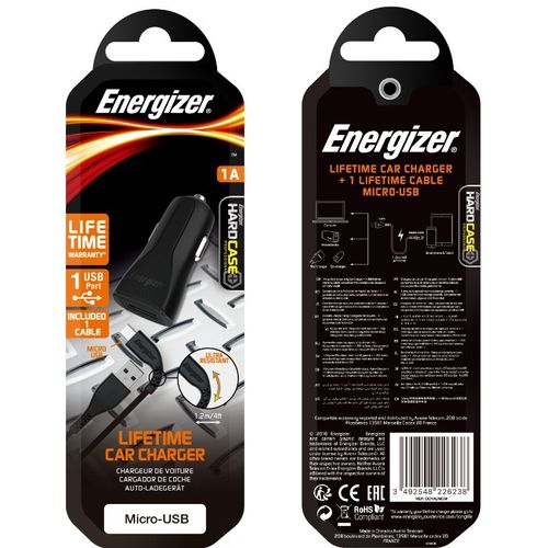 Energizer HardCase - Ładowarka samochodowa USB-A 1A + Kabel Micro USB (Czarny) na Arena.pl