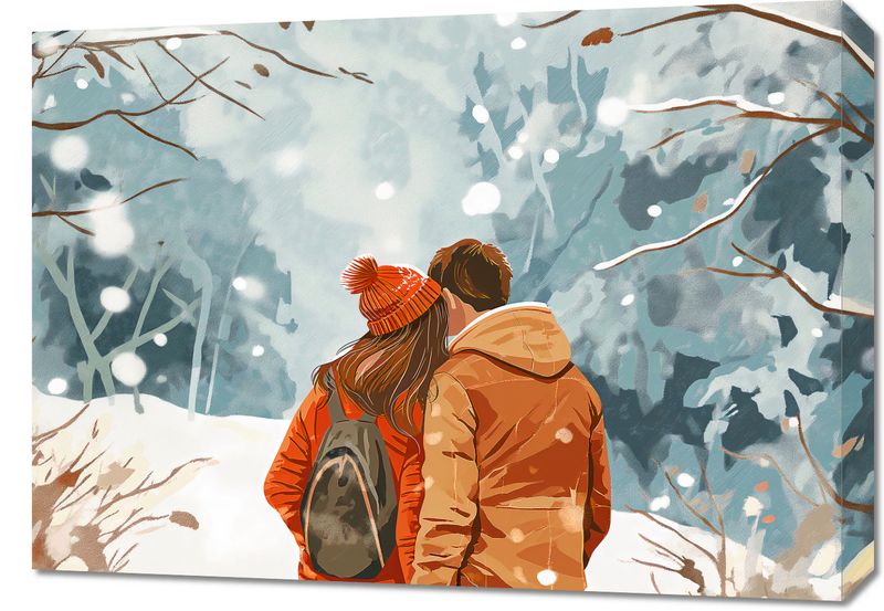 Obraz 70x50cm Razem w Śniegu zdjęcie 1