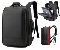PLECAK MĘSKI na LAPTOPA PODRÓŻNY USB PRACA POSZERZANY CZARNY BIZNES