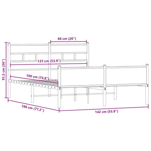Łóżko bez materaca, przydymiony dąb, 137x190 cm na Arena.pl