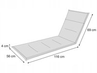 Poduszka na leżak ogrodowy lub plażowy 185x56x4 cm ECRU Z PASAMI