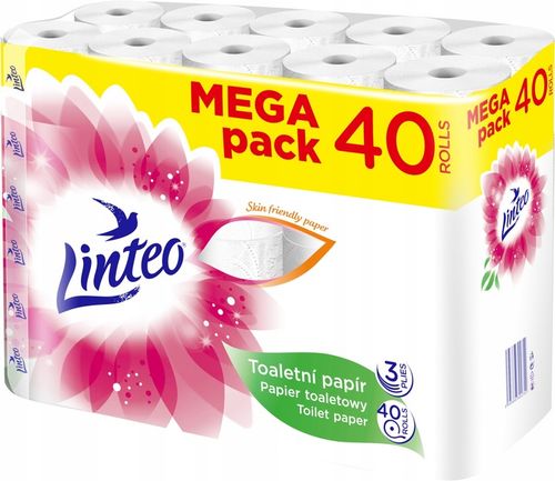 LINTEO PAPIER TOALETOWY BEZZAPACHOWY 40 ROLEK 600 METRÓW 3 WARSTWY na Arena.pl