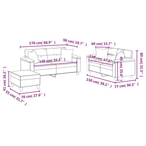 3-cz. komplet wypoczynkowy z poduszkami, cappuccino, ekoskóra na Arena.pl