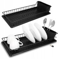 Suszarka do naczyń ociekacz na sztućce stojąca czarna plastikowa 50,5 cm