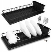 Suszarka do naczyń ociekacz na sztućce stojąca czarna plastikowa 50,5 cm