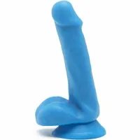 get real happy dicks 12 cm model z kulkami, niebieski, przyssawka