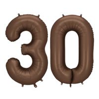 Balony foliowe liczba 30 brązowy kawowy, 86 cm