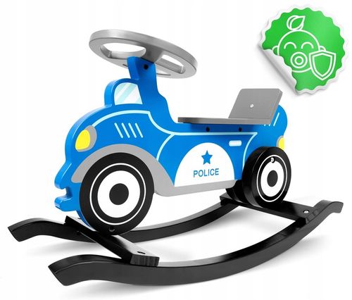 AUTO KOŃ NA BIEGUNACH POLICJA ZABAWKA NA BIEGUNACH DREWNIANY BUJACZEK na Arena.pl