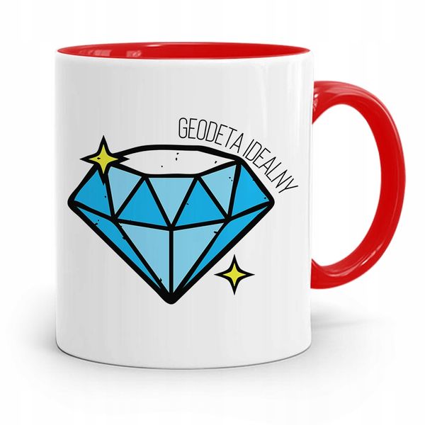 Kubek Czerwony Dla Geodety Gepdeta Idealny Z Nadrukiem Ze Zdjęciem zdjęcie 1