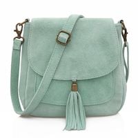 VERA PELLE torebka damska zamszowa listonoszka z klapą V449 j.zielona