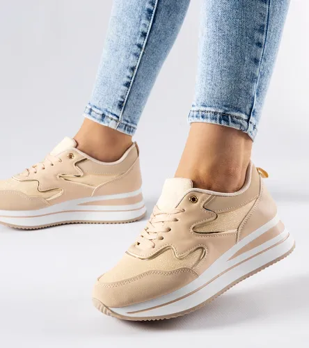 Beżowe sneakersy na platformie Inès 41 na Arena.pl