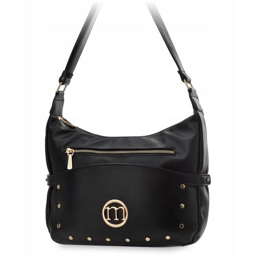 Torebka Duża Listonoszka Monnari Kieszonkami Torba Damska Z Ćwiekami Czarna na Arena.pl