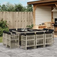 11-cz. zestaw mebli do ogrodu z poduszkami jasnoszary rattan PE