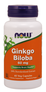 Ginko biloba (miłorząb) ekstrakt 60 mg (60 kapsułek) Nowfoods
