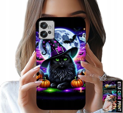 ETUI DO MOTOROLA G32 - CZARNY KOTEK HALLOWEEN SALEM DYNIA WZORY na Arena.pl