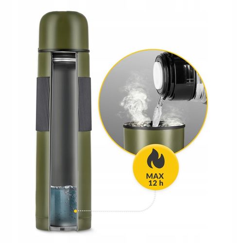 TERMOS TURYSTYCZNY NA HERBATĘ KAWĘ PRÓŻNIOWY SZCZELNY STAL NIERDZEWNA 1L na Arena.pl