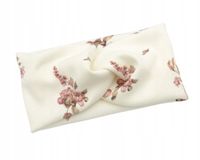 Opaska niemowlęca SZEROKA PRZEPLATANA w róże na wiosnę jesień 0-6 mies.