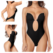 Body damskie biustonosz czarne modelujące stringi do sukienki bez pleców 34