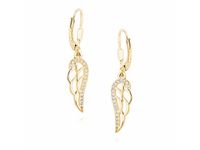 Eleganckie pozłacane wiszące srebrne kolczyki celebrytka skrzydła skrzydełka wings cyrkonie srebro 925 Z1449D_G