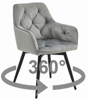 Krzesło JORK360 - aksamit srebrno-szary / nogi czarne x 1