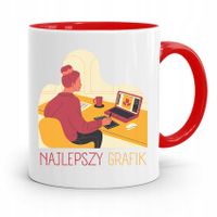 Kubek Czerwony Prezent Dla Najlepszego Grafika Z Nadrukiem Ze Zdjęciem