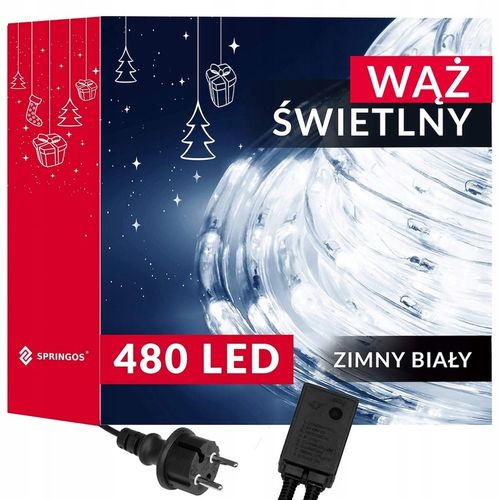 WĄŻ ŚWIETLNY ZEWNĘTRZNY 480 LED LAMPKI CHOINKOWE IP44 20m PROGRAMATOR BIAŁE na Arena.pl