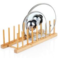 Stojak na Pokrywki Talerze Organizer Kuchenny do Szuflady Szafki Bambusowy